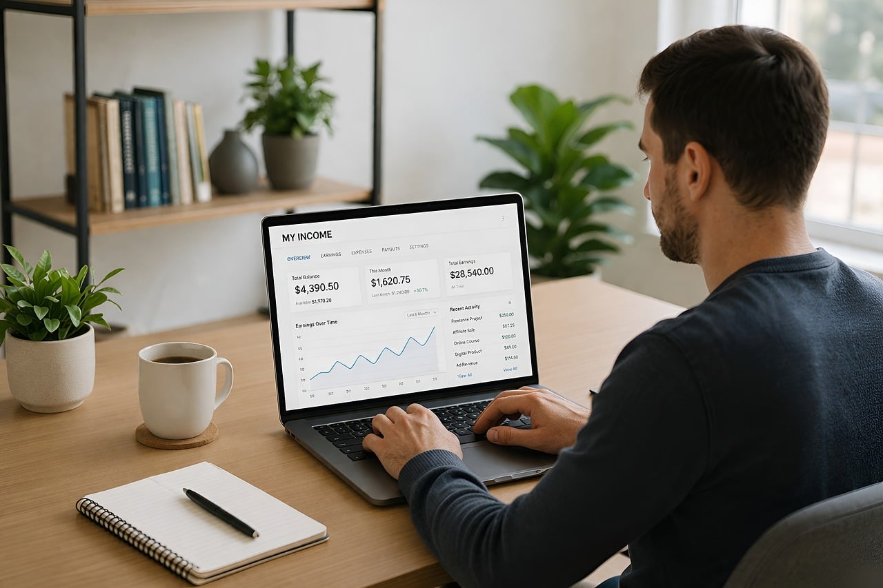 Freelancer working from home office